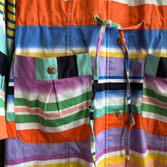 Berek Striped Jacket Small Colorful Art To Wear Cotton Snap Zip Coat Fun - Picture 2 of 15